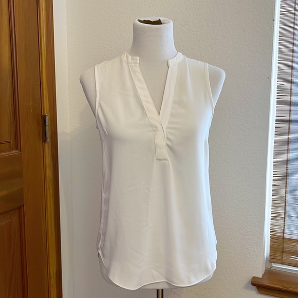 White Chiffon Crepe V-Neck Blouse, Women’s 2 - Picture 1 of 10